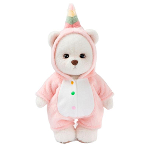 Медведь Lina TeddyTales, в костюме Единорога, белый, M, 30 см